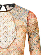 Multicolor Paisley Floral Tulle Bodysuit