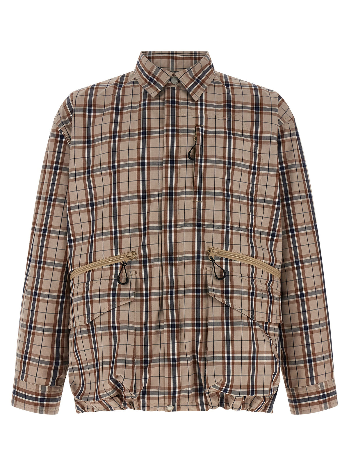 Beige Check Cotton-Polyester Overshirt