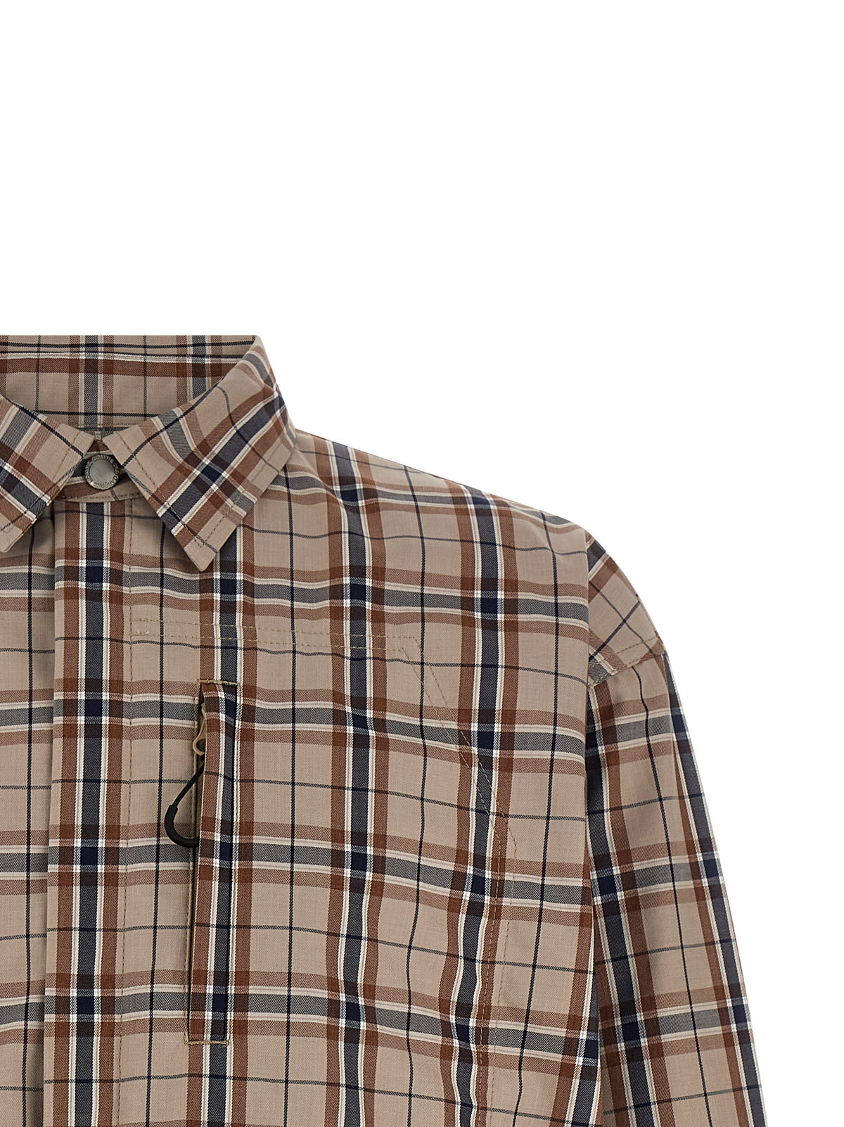 Beige Check Cotton-Polyester Overshirt