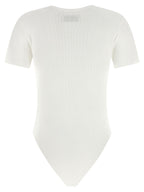 White Ribbed Cotton Jersey Bodysuit