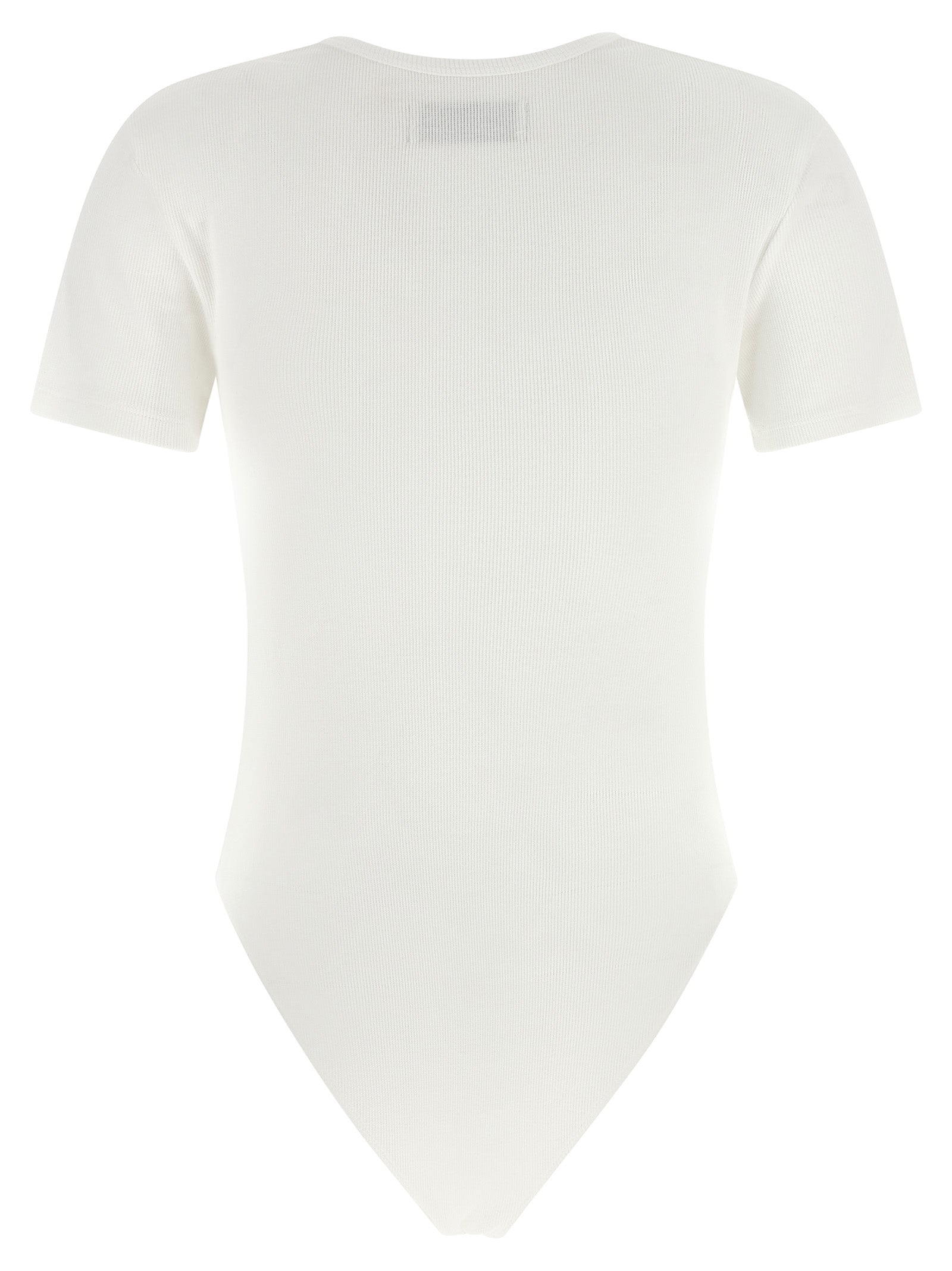 White Ribbed Cotton Jersey Bodysuit