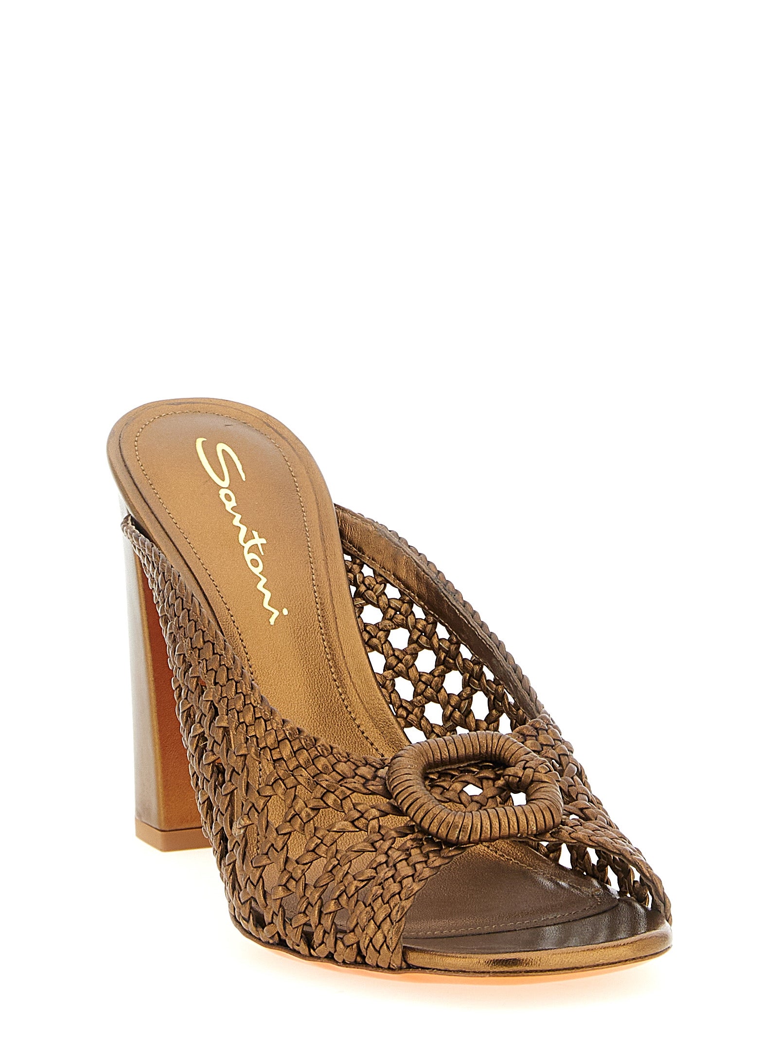 Gold Lamb Leather Luce Stiletto Sandals