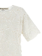 White Cotton Macramé Crewneck T-Shirt