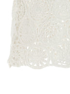 White Cotton Macramé Crewneck T-Shirt