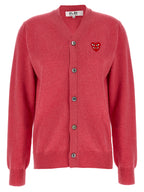Pink Wool Double Red Emblem Cardigan