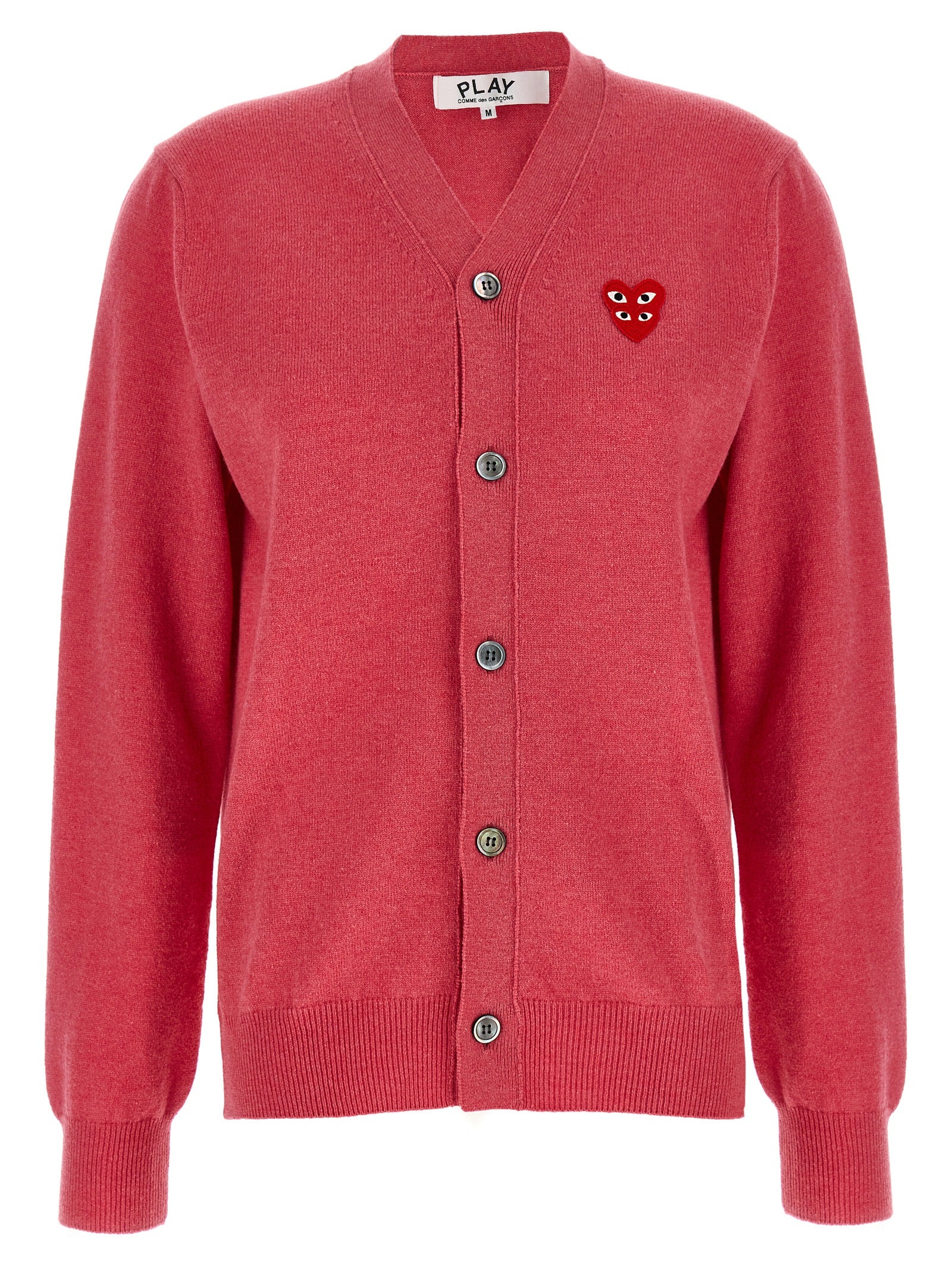 Pink Wool Double Red Emblem Cardigan