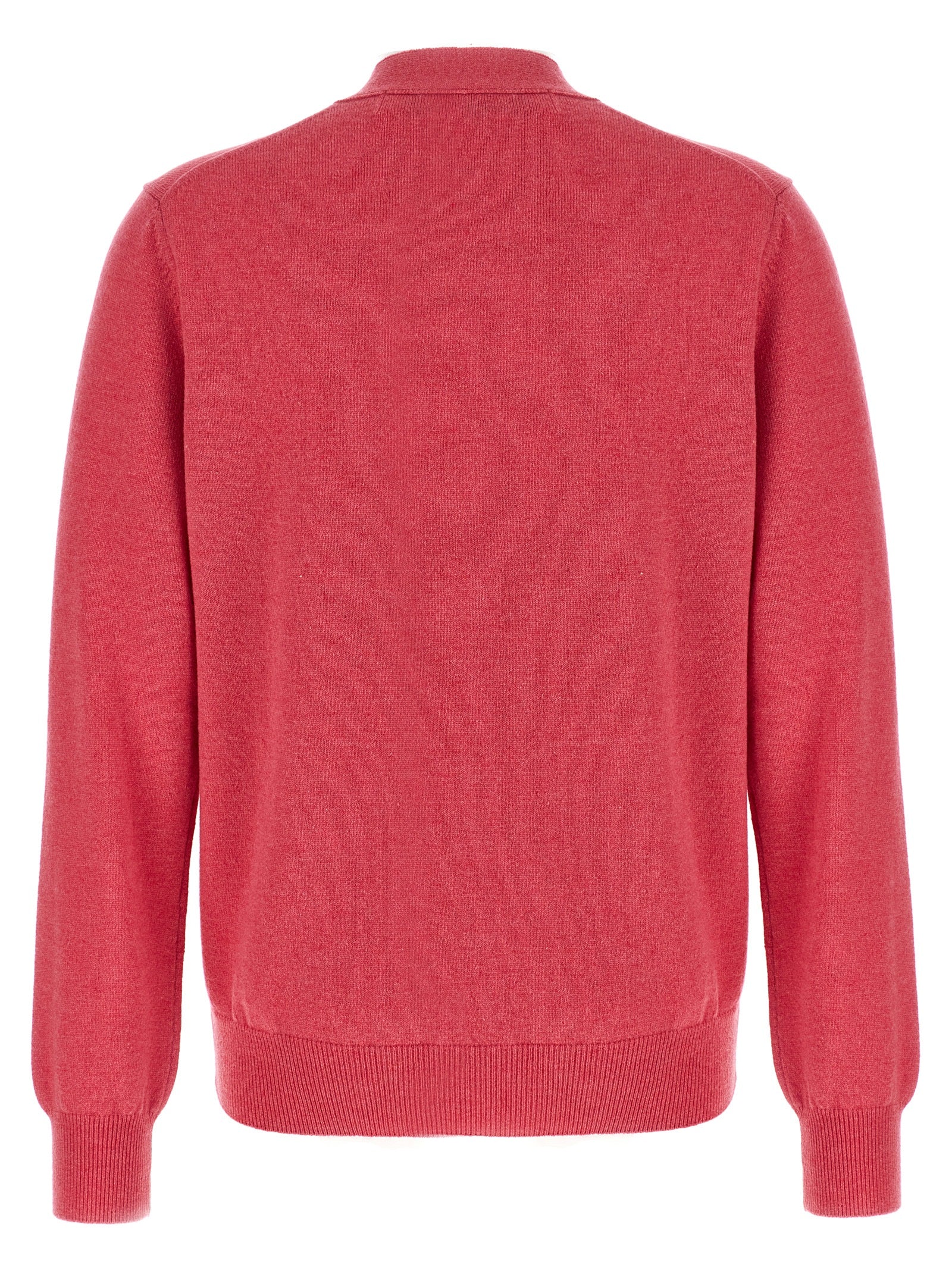 Pink Wool Double Red Emblem Cardigan