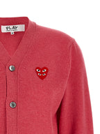 Pink Wool Double Red Emblem Cardigan