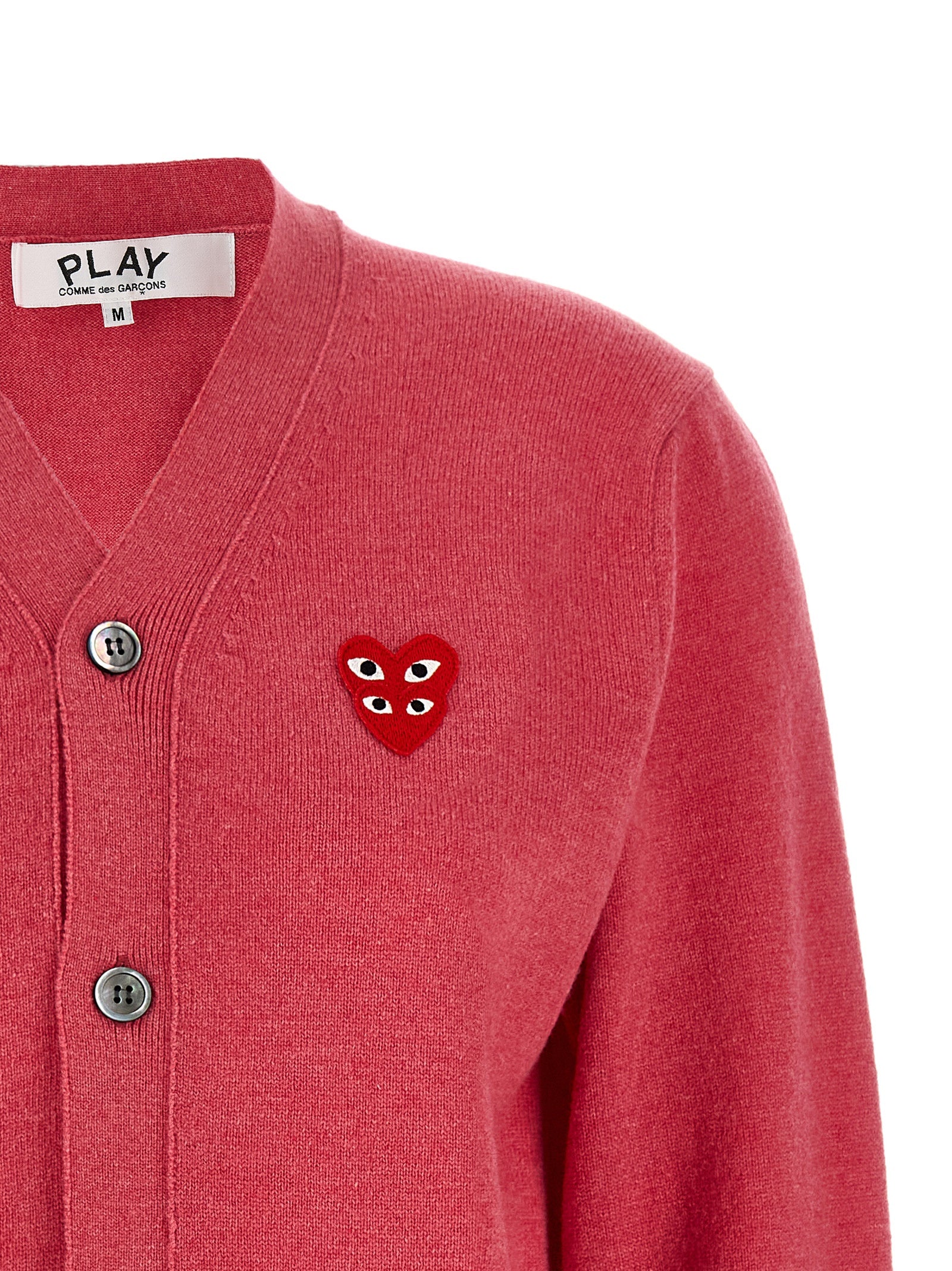 Pink Wool Double Red Emblem Cardigan