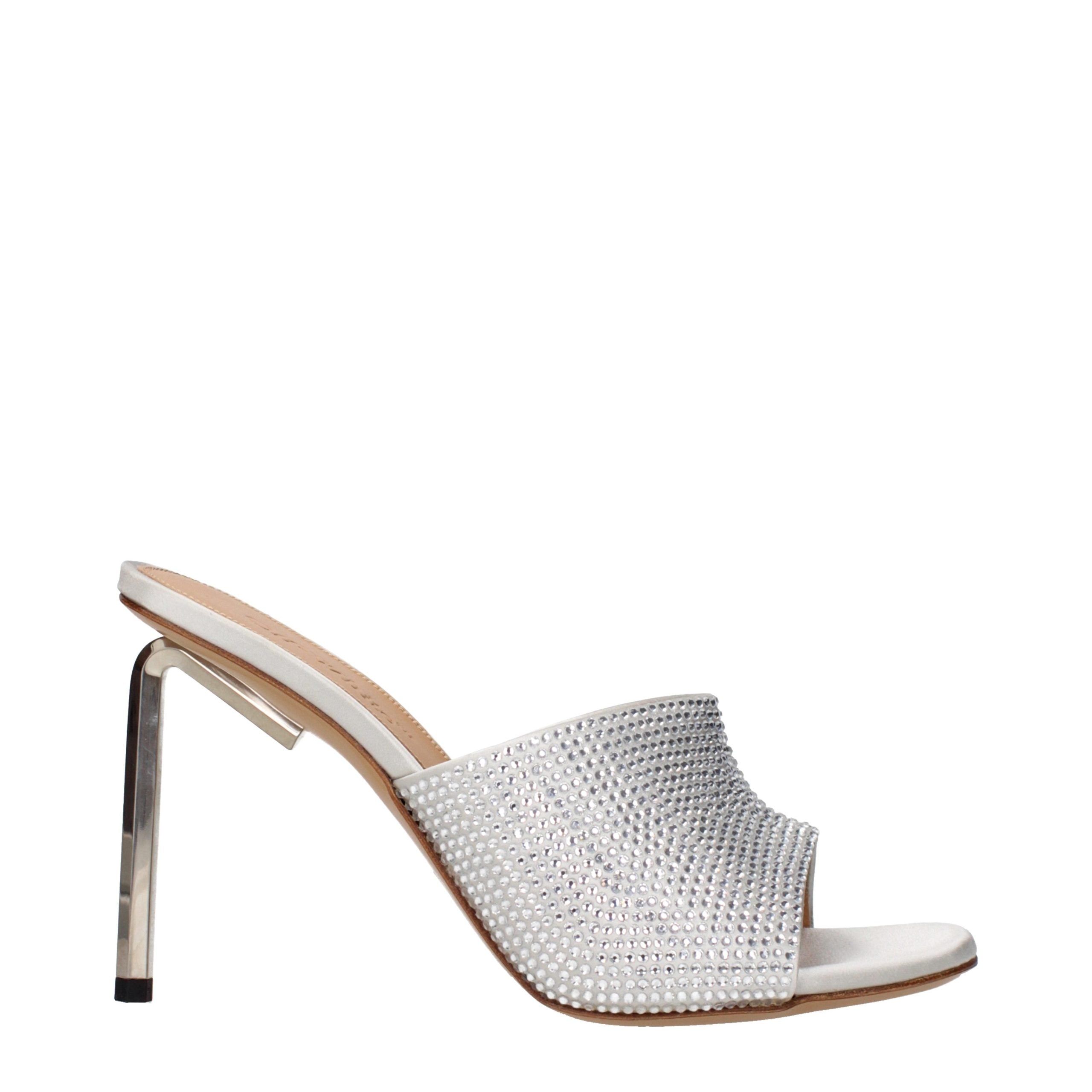 Silver Satin Stiletto Sandals