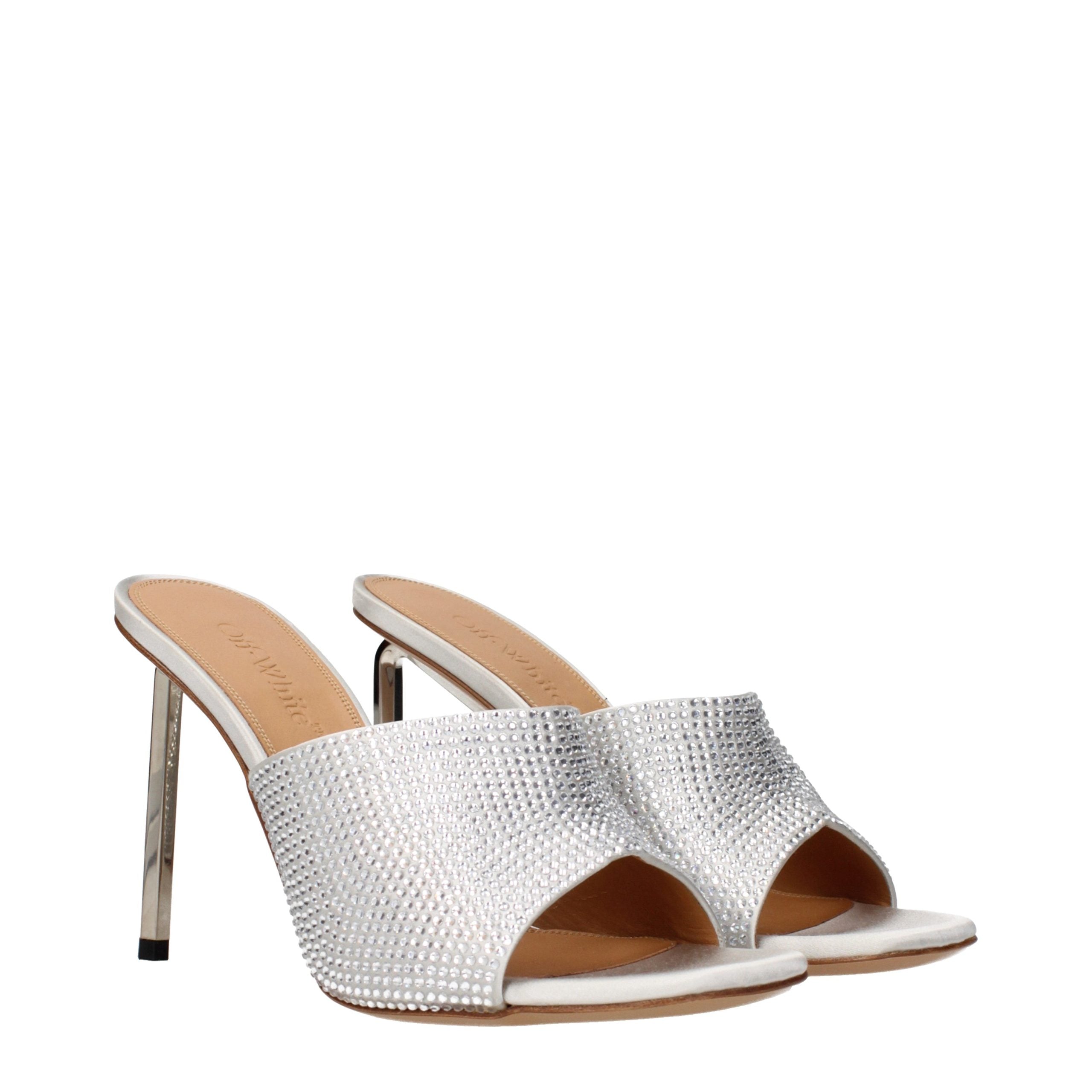 Silver Satin Stiletto Sandals