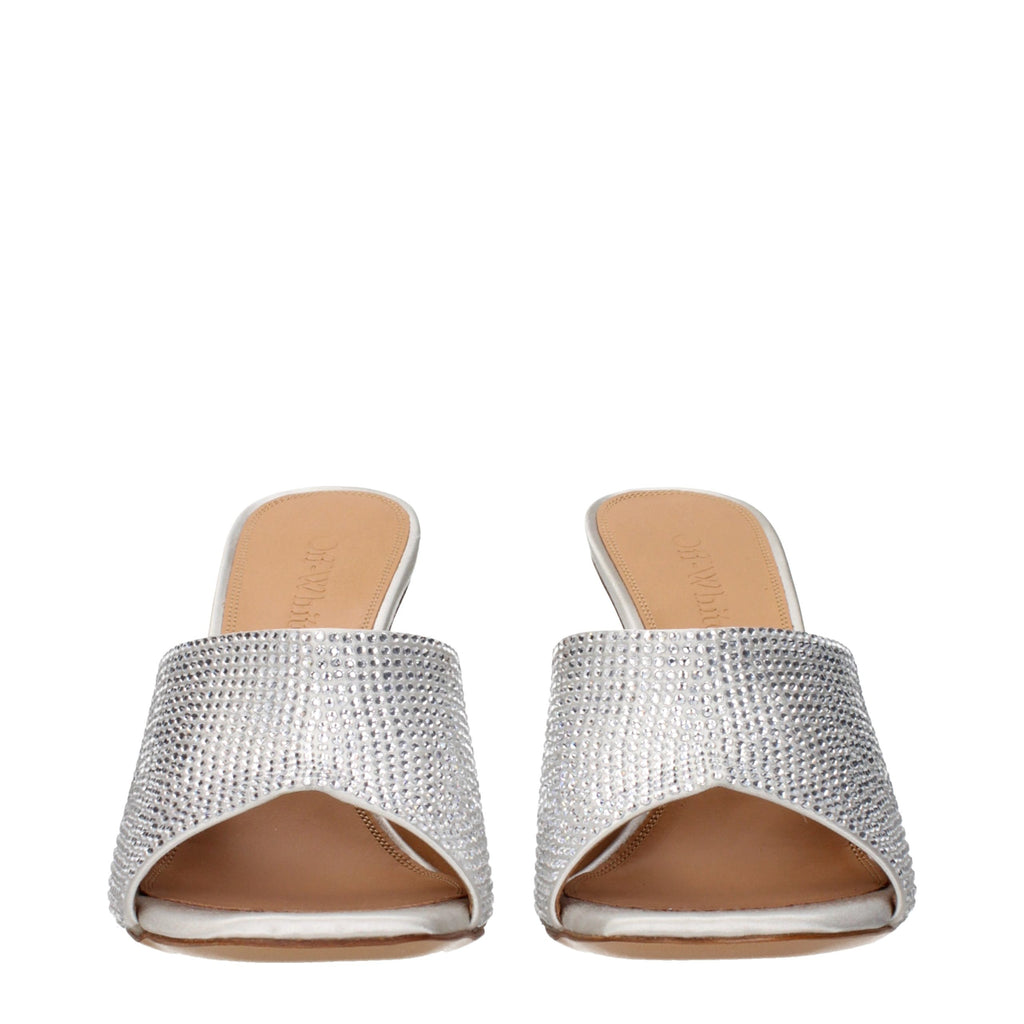 Silver Satin Stiletto Sandals