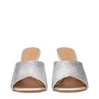 Silver Satin Stiletto Sandals