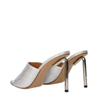 Silver Satin Stiletto Sandals