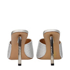 Silver Satin Stiletto Sandals