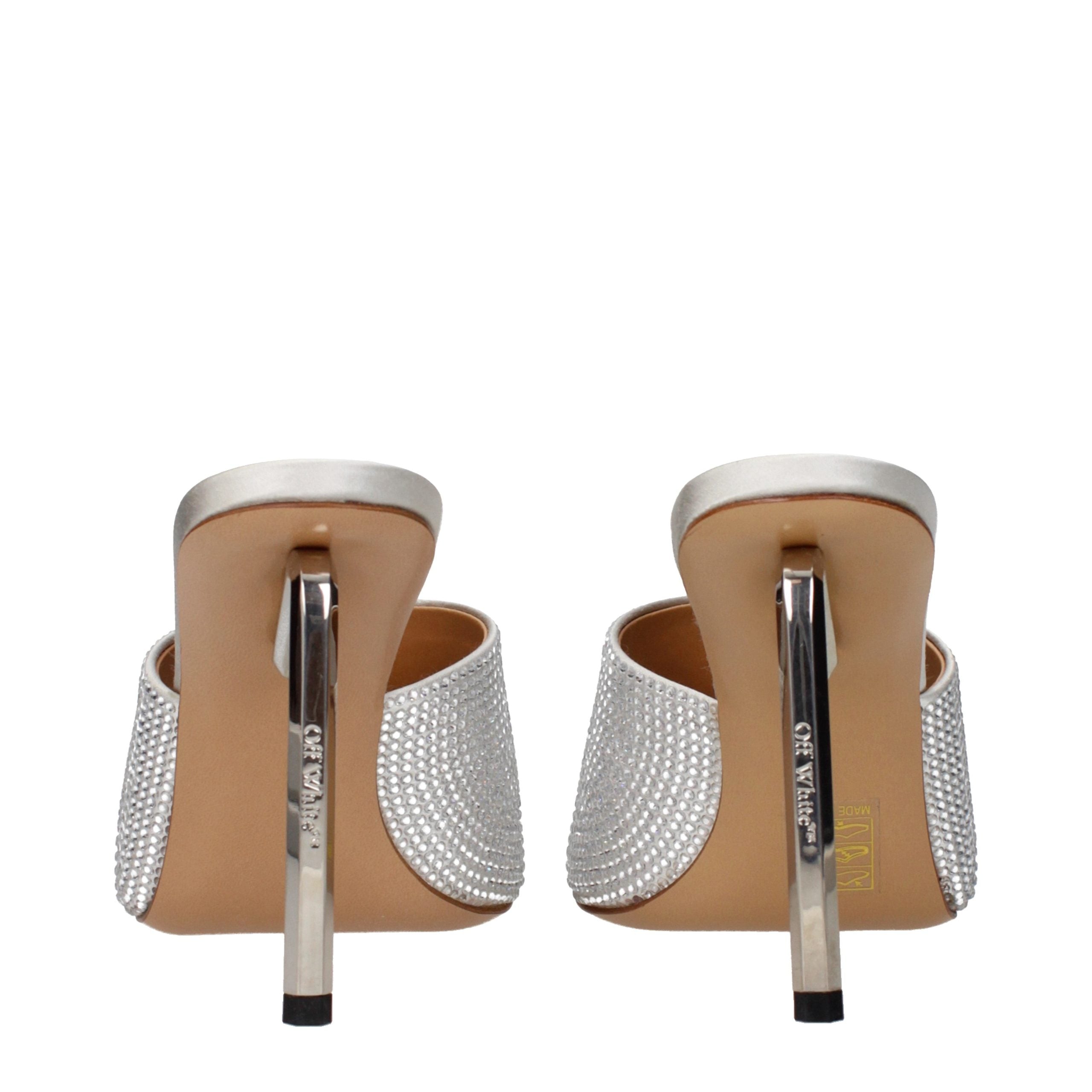 Silver Satin Stiletto Sandals