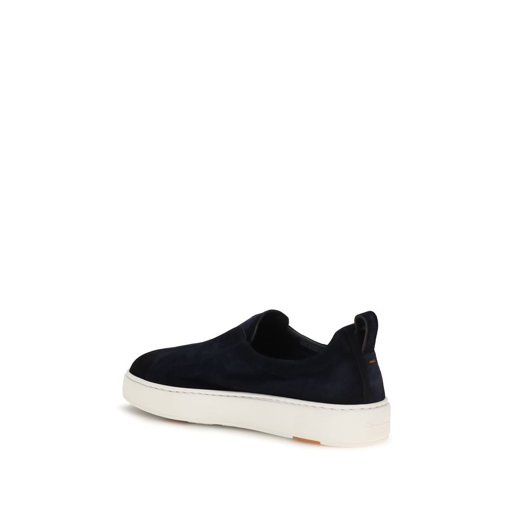 Blue Calfskin Slip-On Sneakers