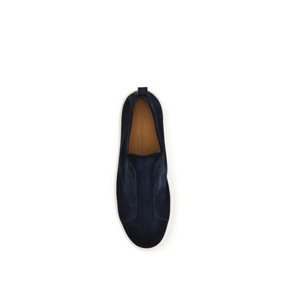 Blue Calfskin Slip-On Sneakers