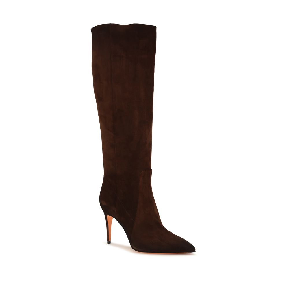 Calf Leather Pointed High Boots