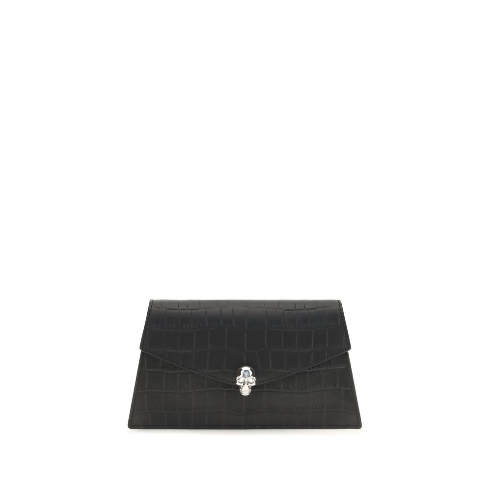 Mini Crocodile-Embossed Calfskin Skull Clutch