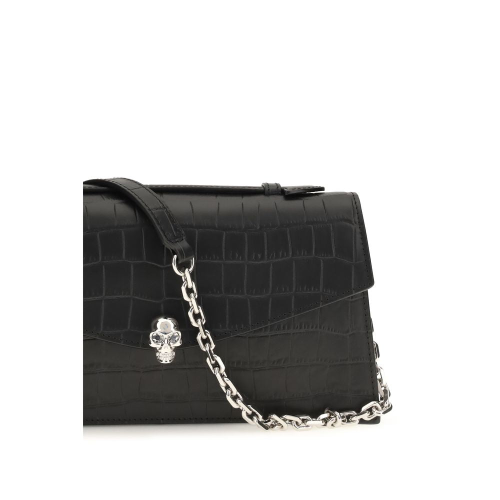 Skull Crocodile-Embossed Calfskin Shoulder Bag