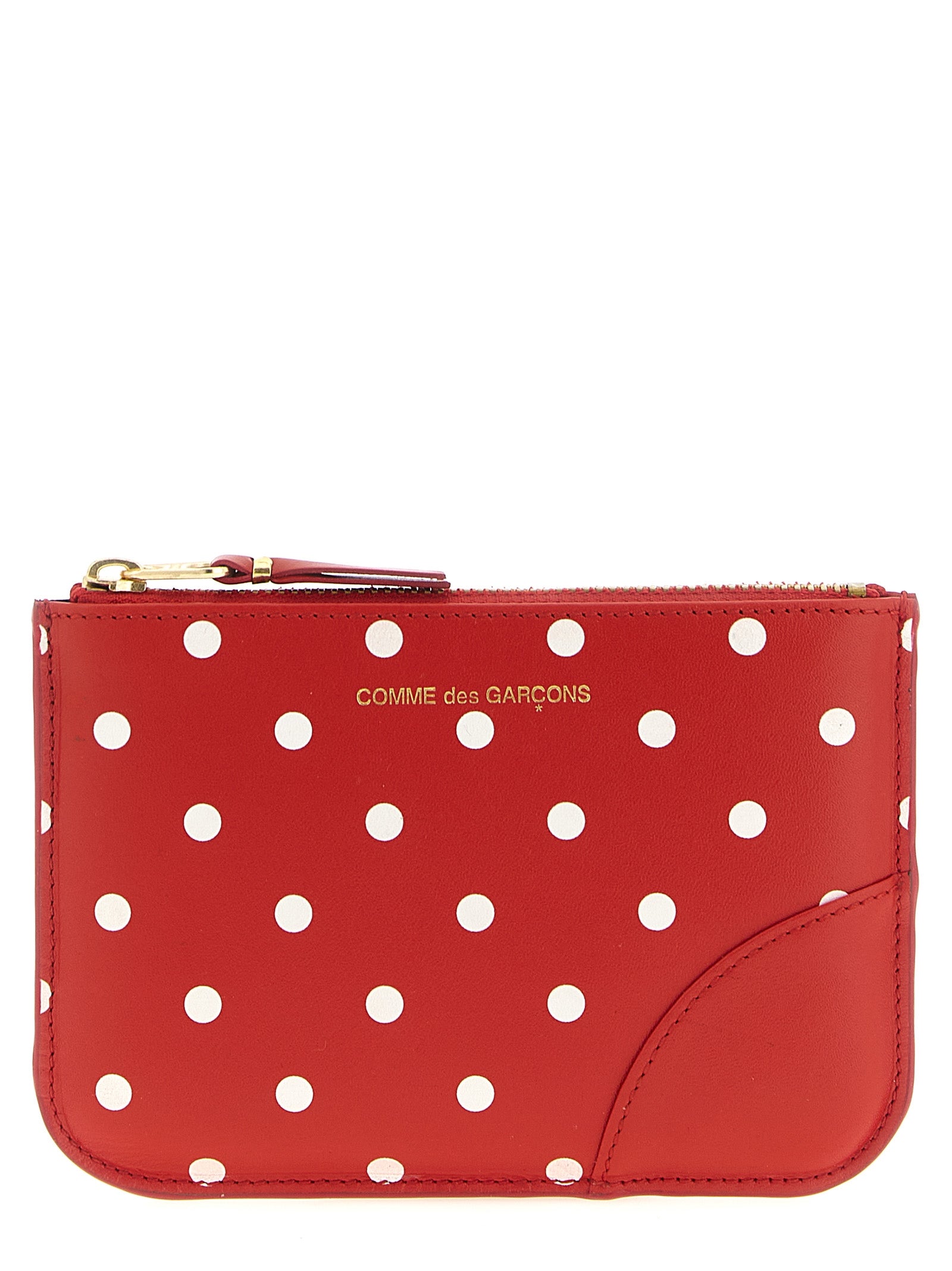Red Polka Dot Calfskin Cardholder