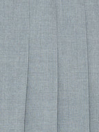 Gray Wool Pleated Skirt with Signature Tricolor Band