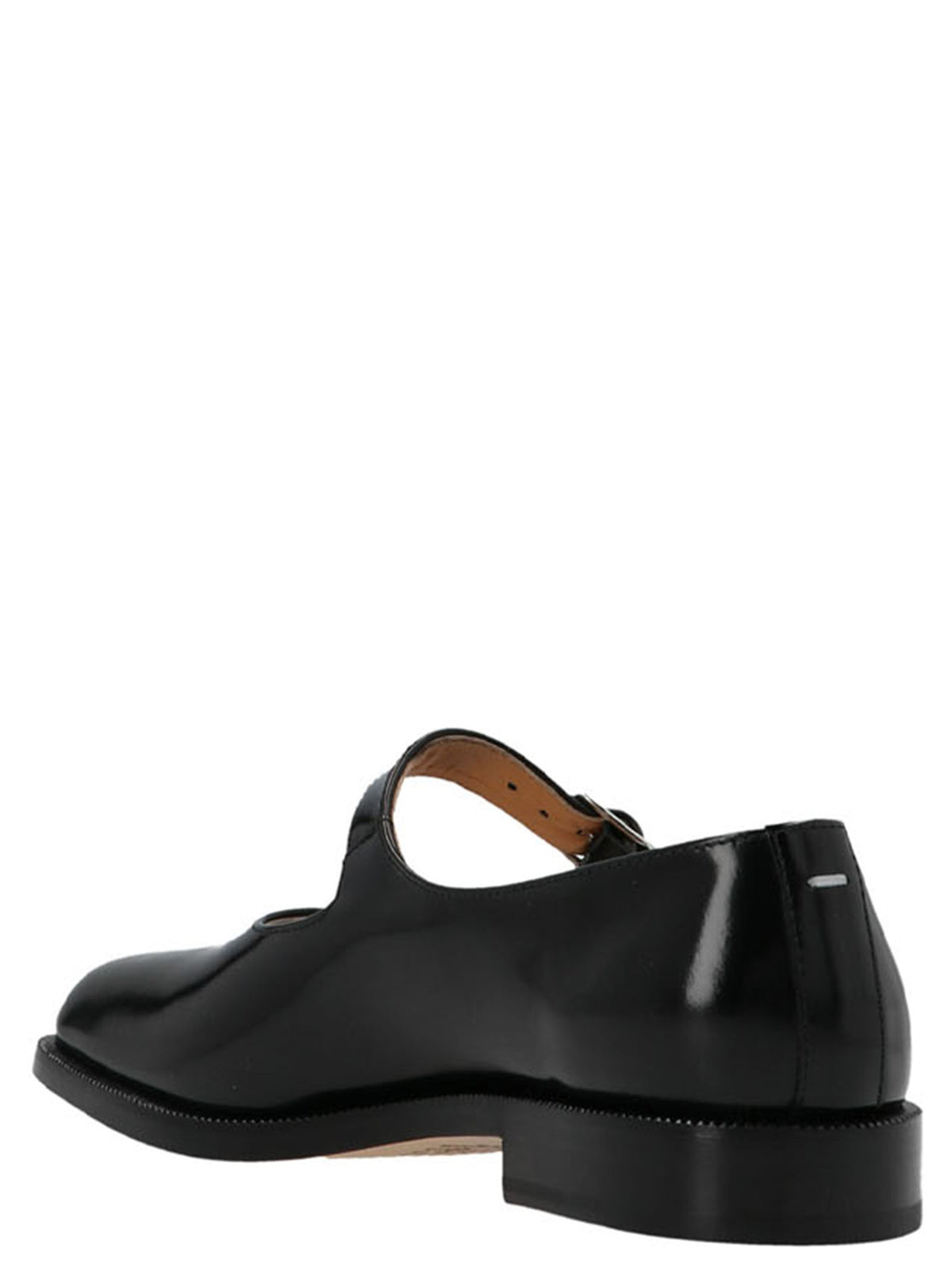 Black Leather Tabi Split-Toe Mary Jane Flats