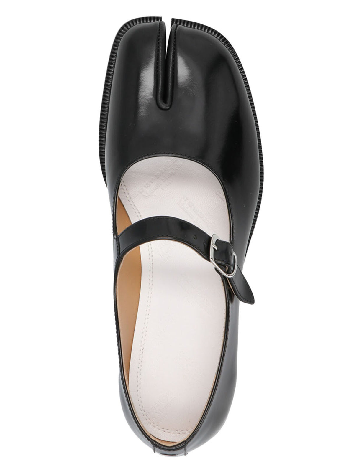 Black Leather Tabi Split-Toe Mary Jane Flats