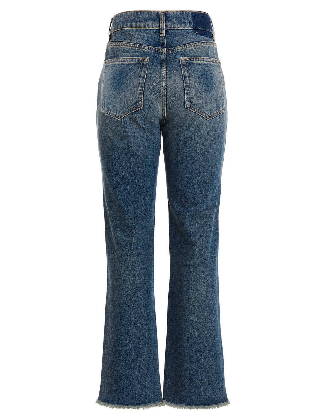 Stone-Washed Blue Cotton Deryn Flare Jeans