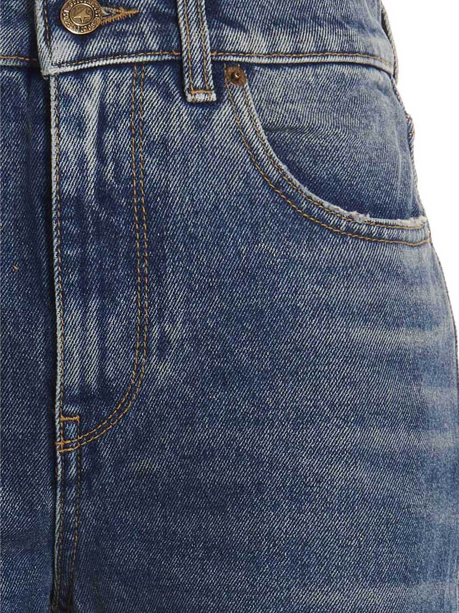 Stone-Washed Blue Cotton Deryn Flare Jeans