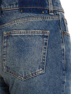 Stone-Washed Blue Cotton Deryn Flare Jeans