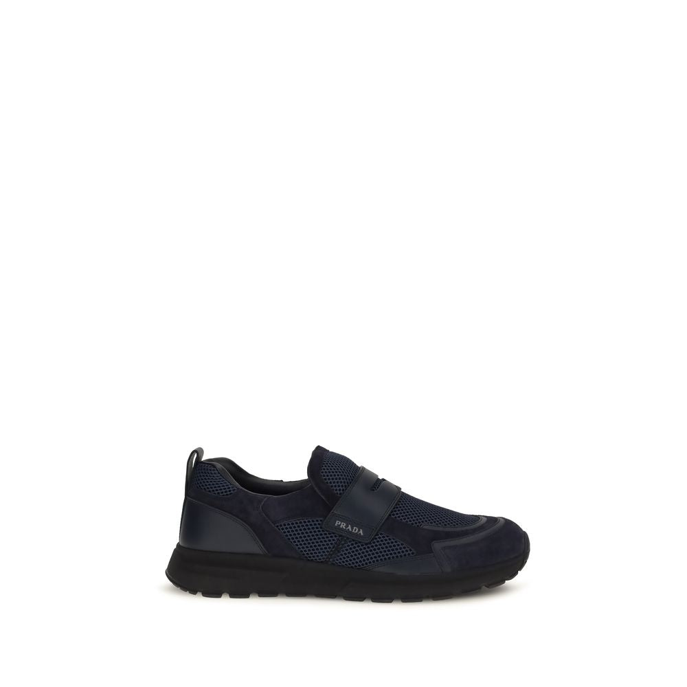Blue Calfskin Sport Mesh Loafers