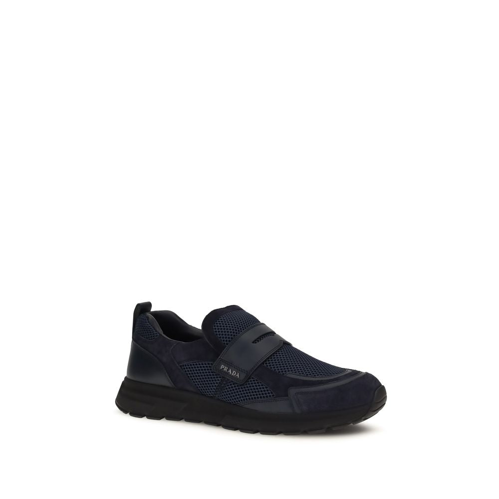 Blue Calfskin Sport Mesh Loafers