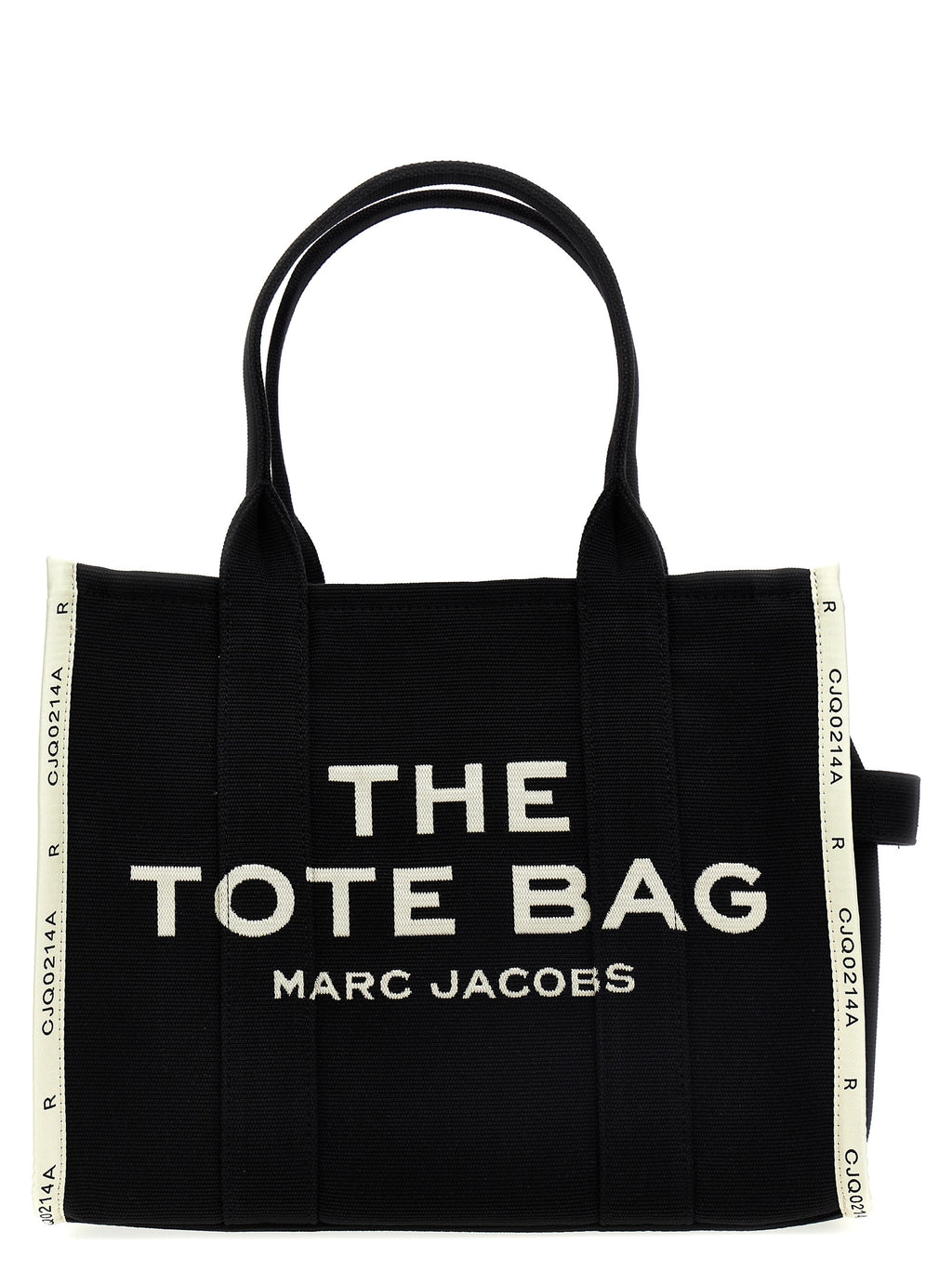 "Traveler Tote in Cotton and Polyester   White/Black"