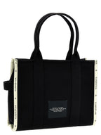 "Traveler Tote in Cotton and Polyester   White/Black"