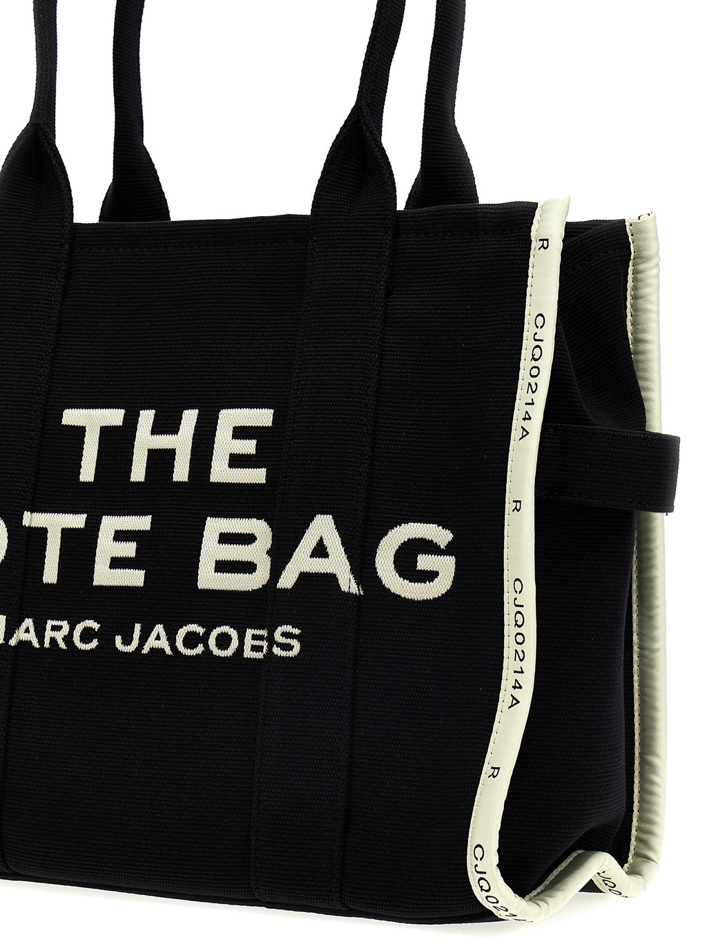 "Traveler Tote in Cotton and Polyester   White/Black"