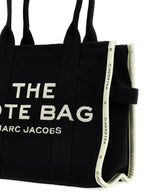 "Traveler Tote in Cotton and Polyester   White/Black"