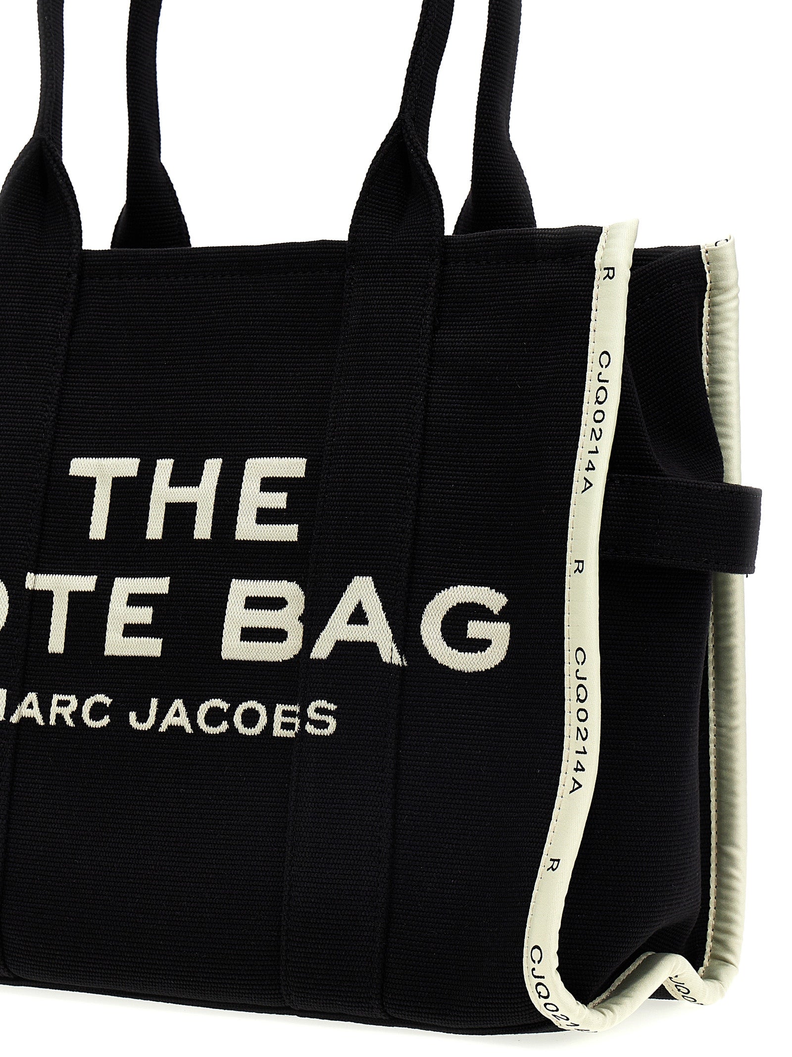 "Traveler Tote in Cotton and Polyester   White/Black"