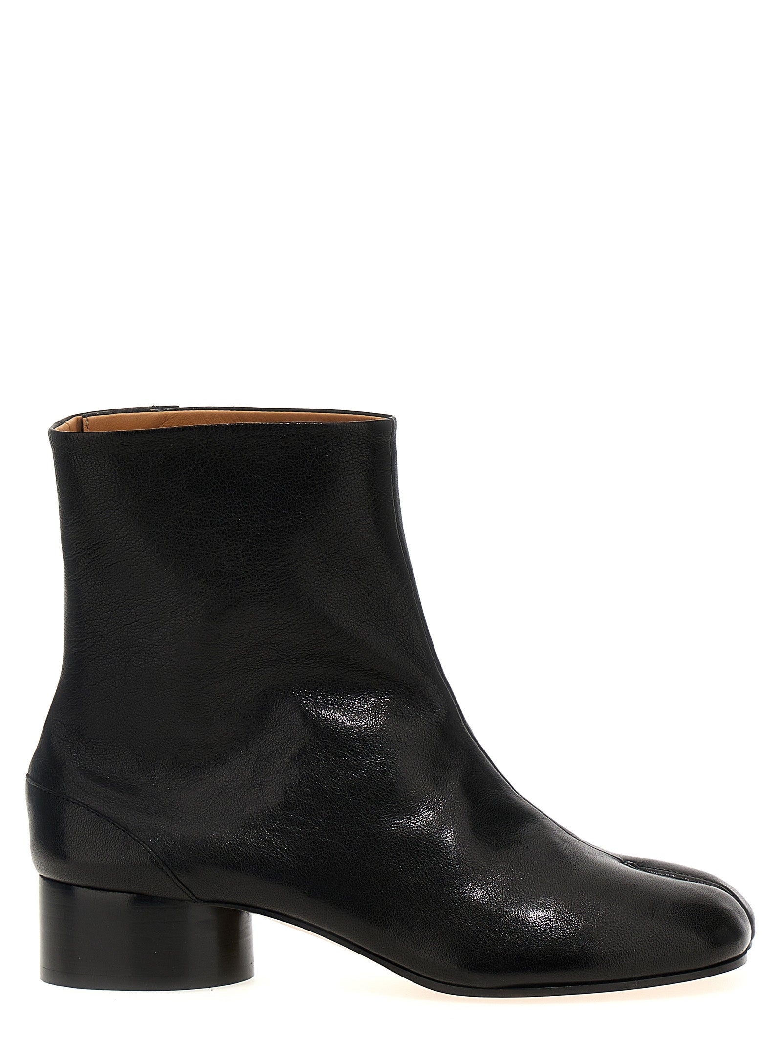 Black Nappa Leather Tabi Ankle Boots