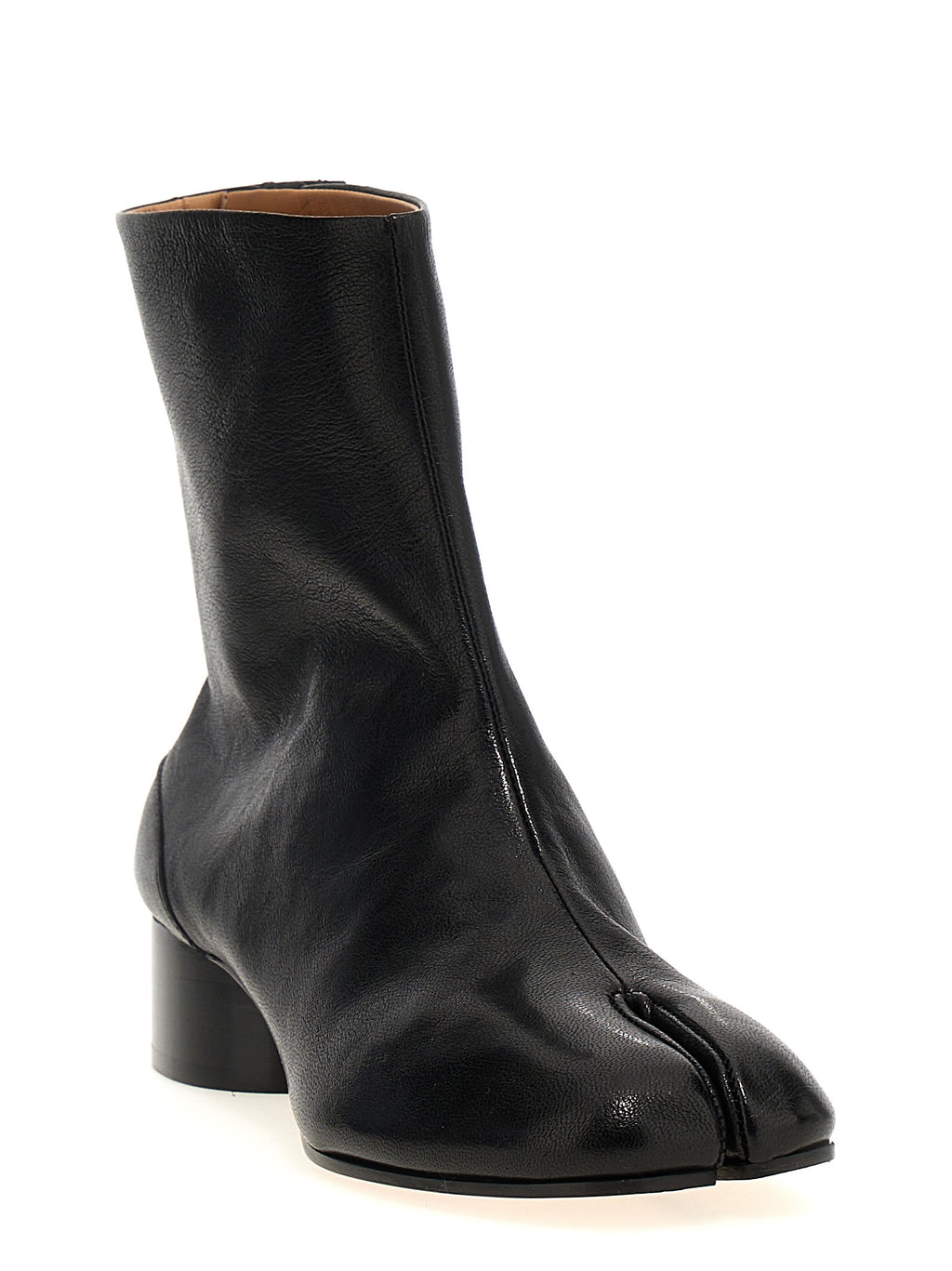 Black Nappa Leather Tabi Ankle Boots