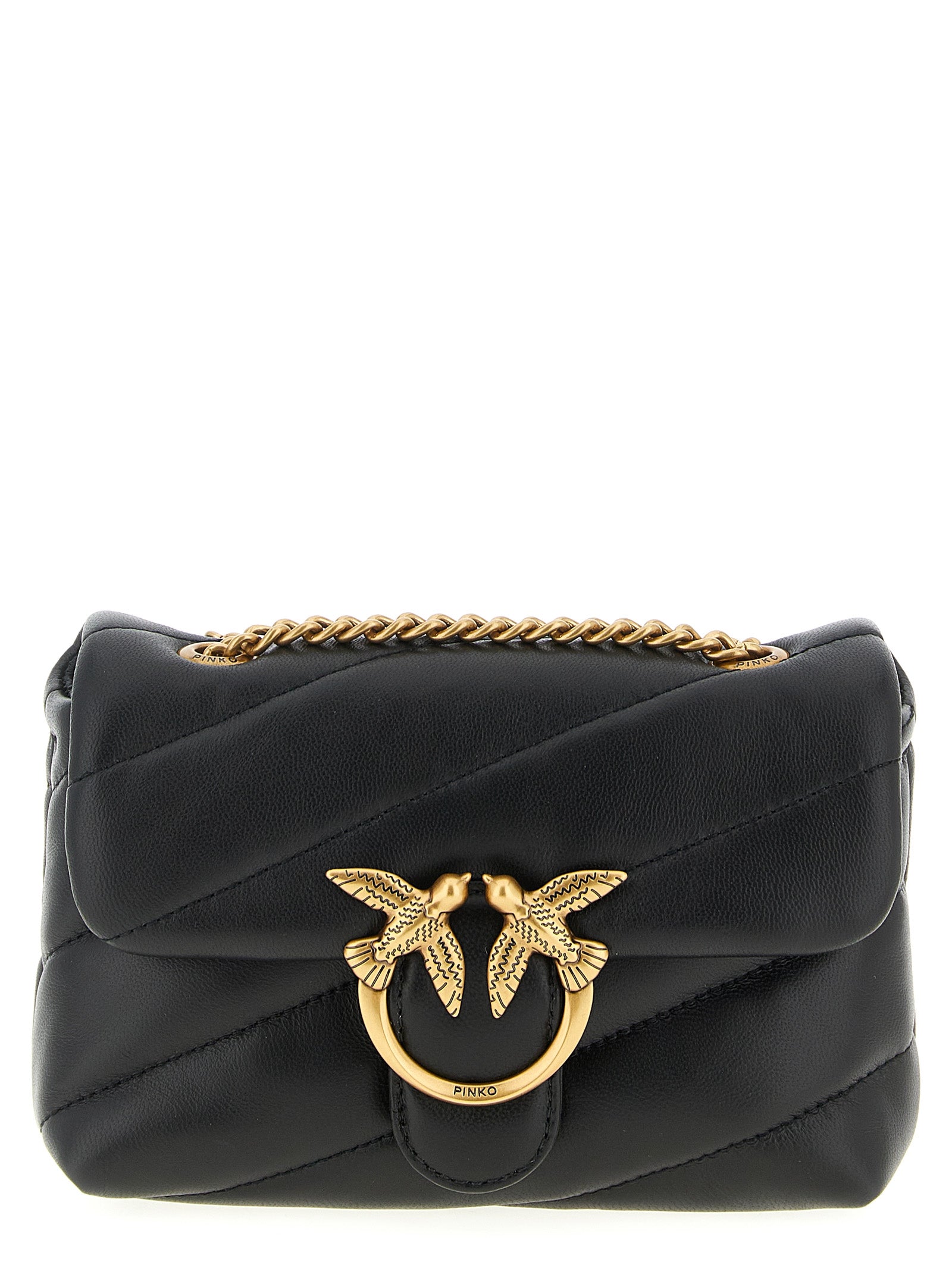 Black Lamb Leather Baby Love Puff Crossbody Bag