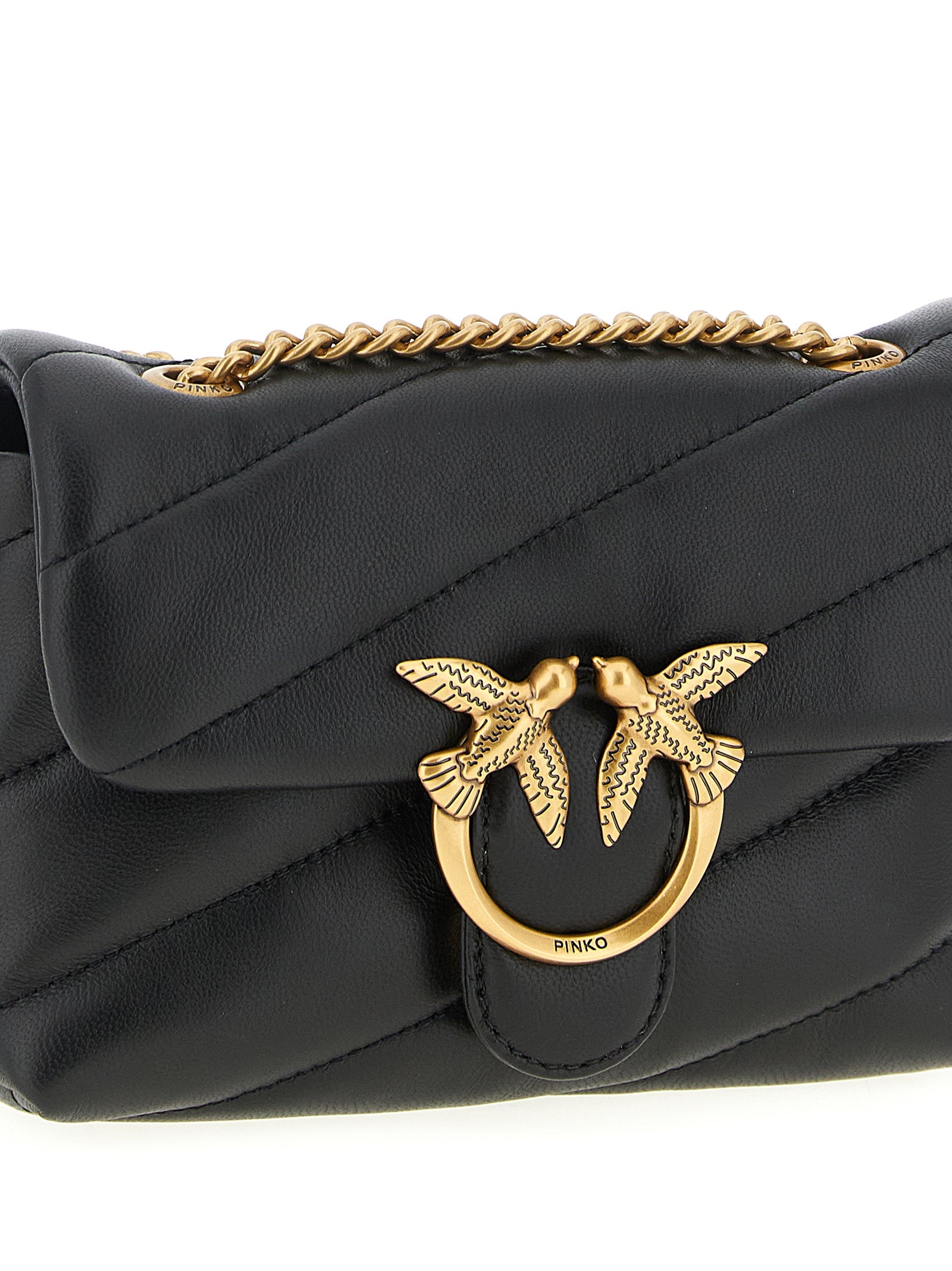 Black Lamb Leather Baby Love Puff Crossbody Bag