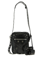 Le Cagole Men Black Lamb Leather Crossbody Bag