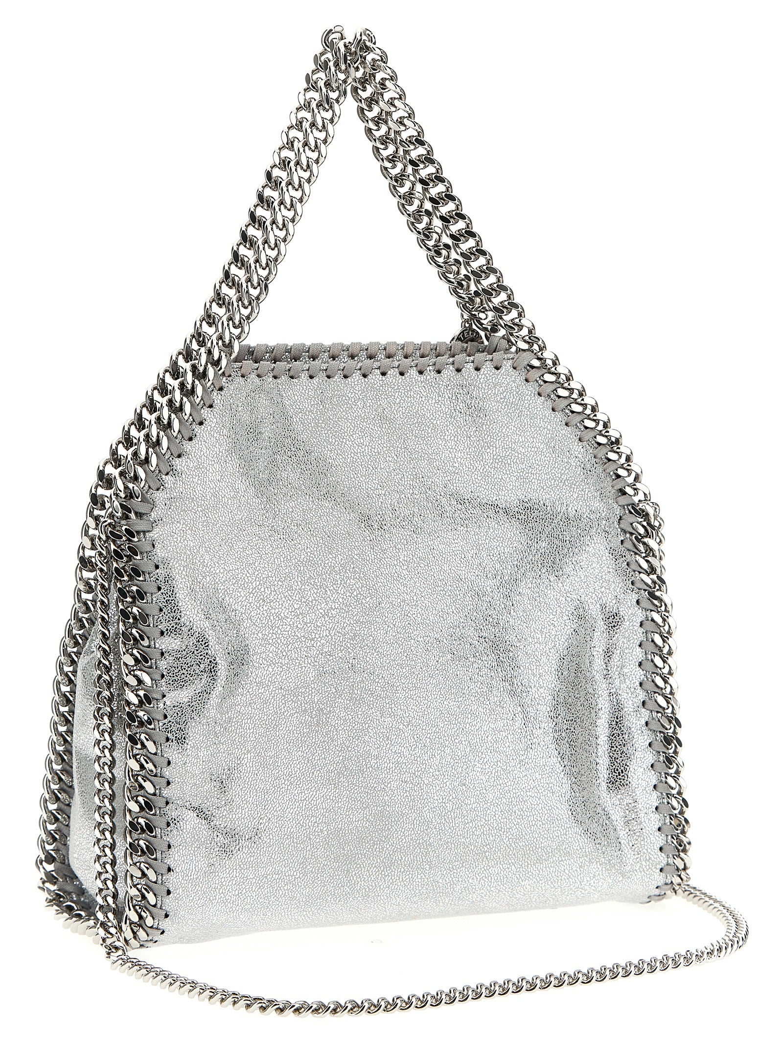 Silver Polyester Falabella Mini Handbag