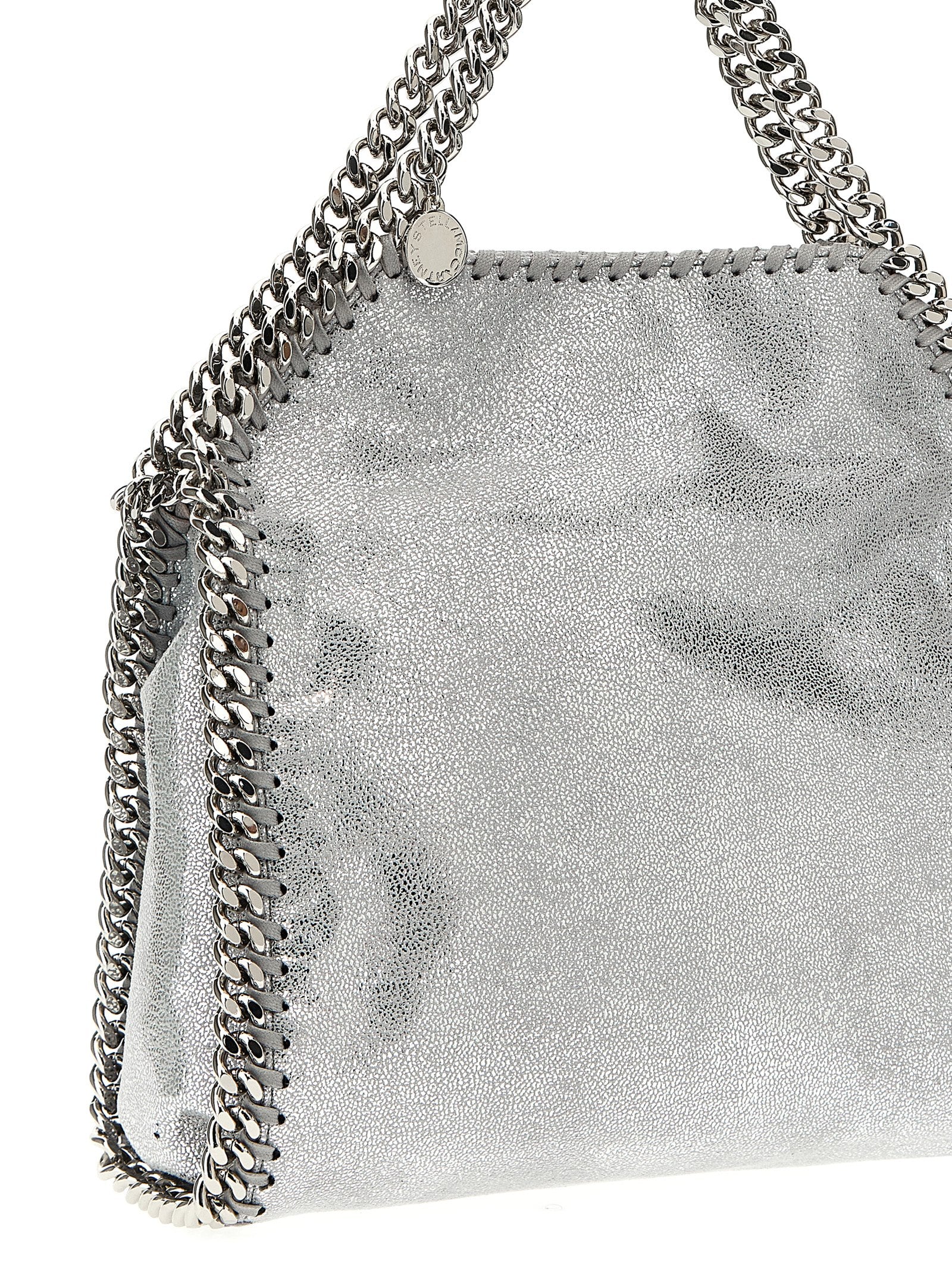 Silver Polyester Falabella Mini Handbag