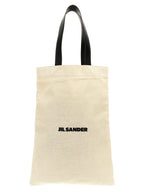Flat Shopper Tote Bag in Cotton and Linen Mix