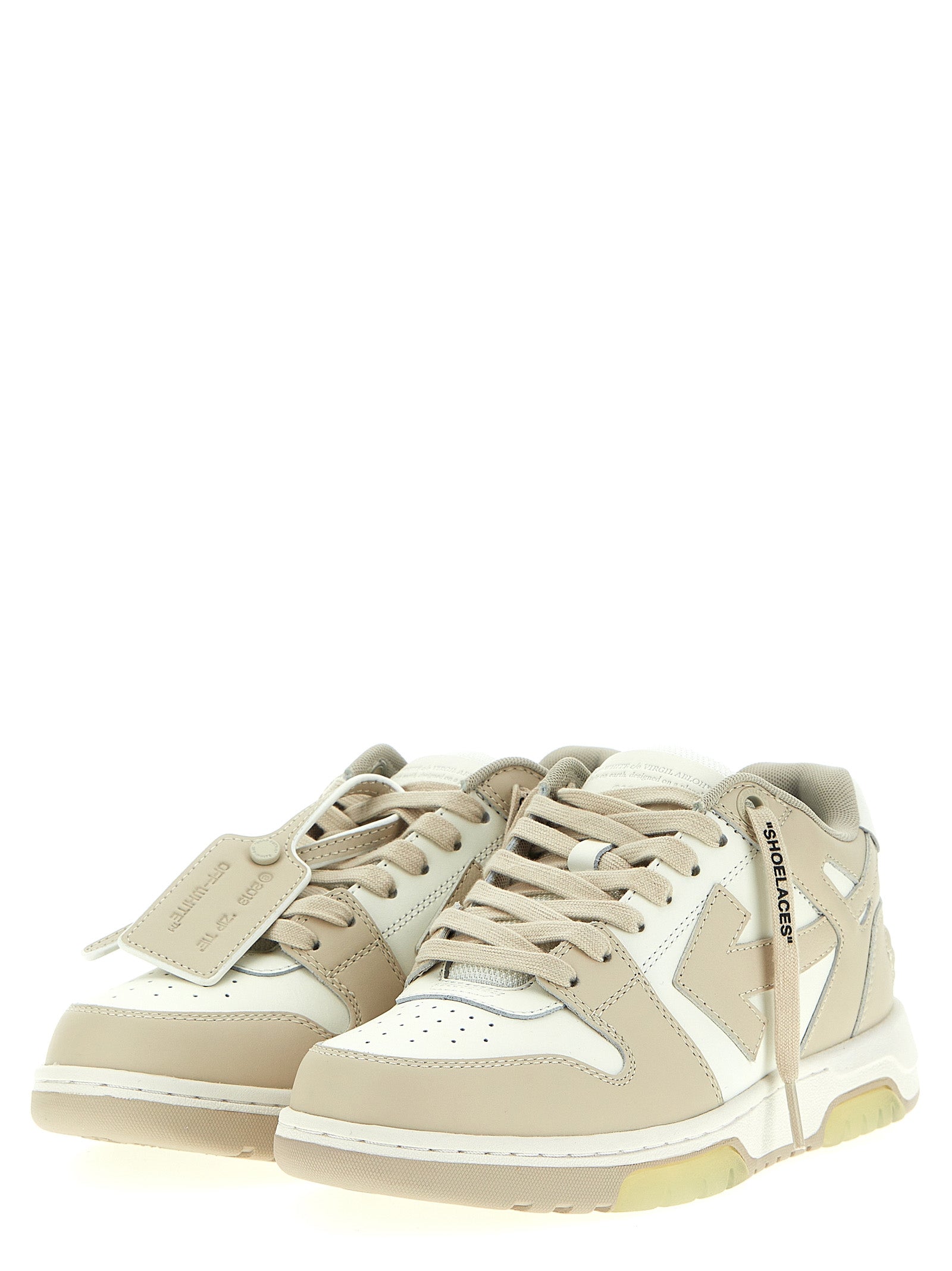 Beige Calfskin Out Of Office Low Top Sneakers