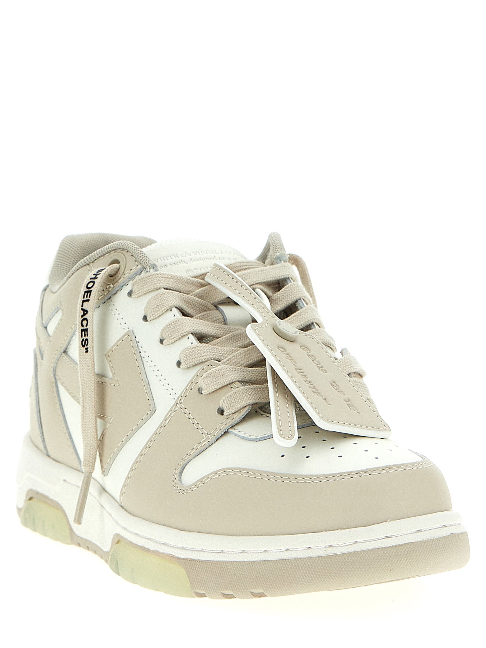 Beige Calfskin Out Of Office Low Top Sneakers