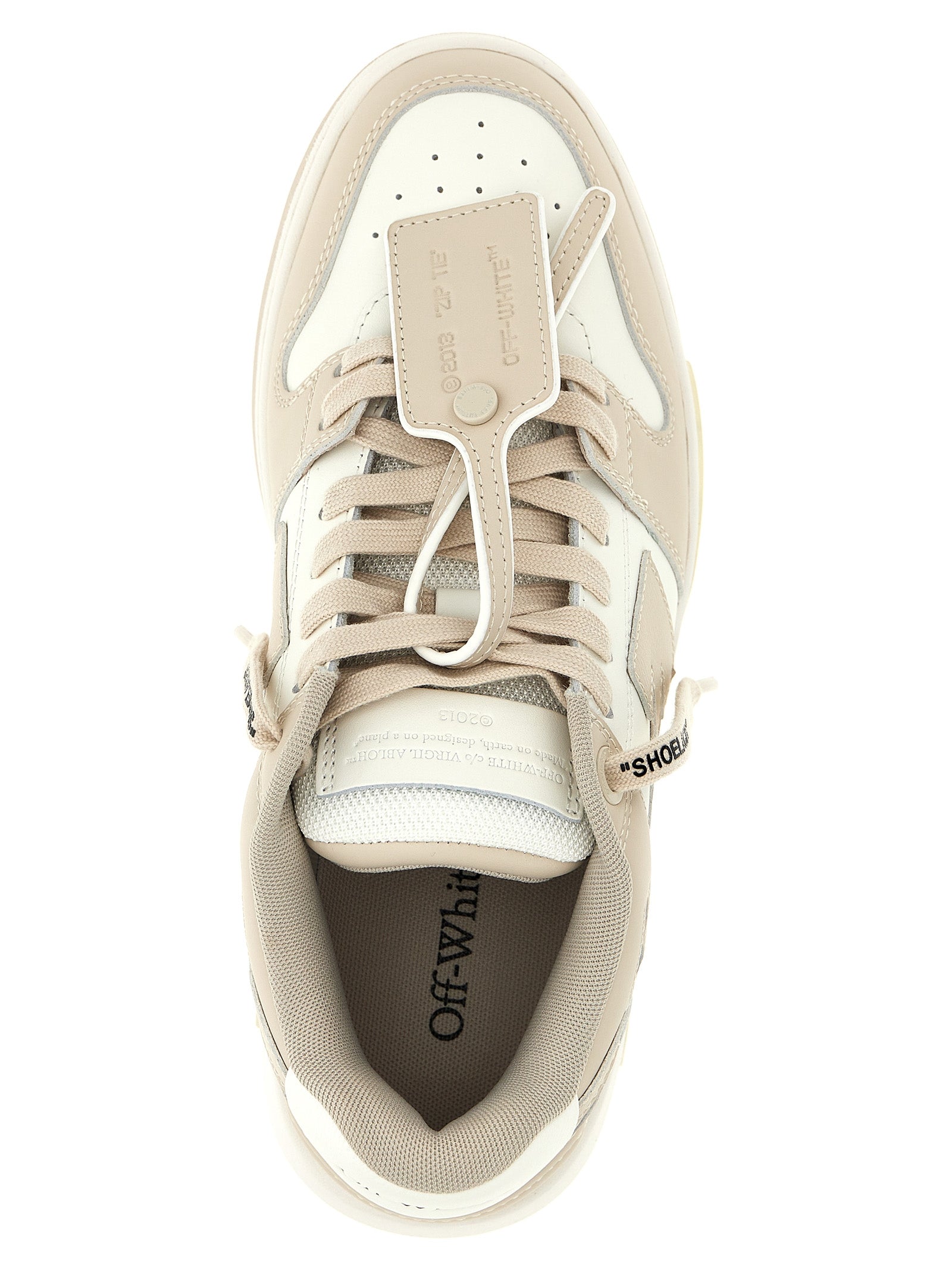 Beige Calfskin Out Of Office Low Top Sneakers